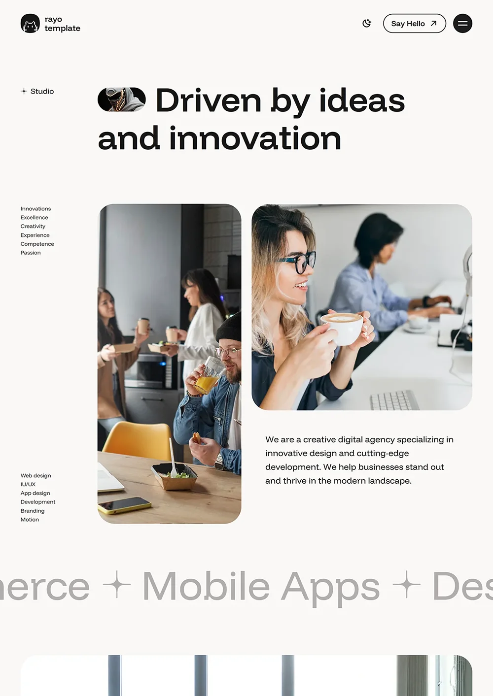 Rayo Template Image - About Us Page Link